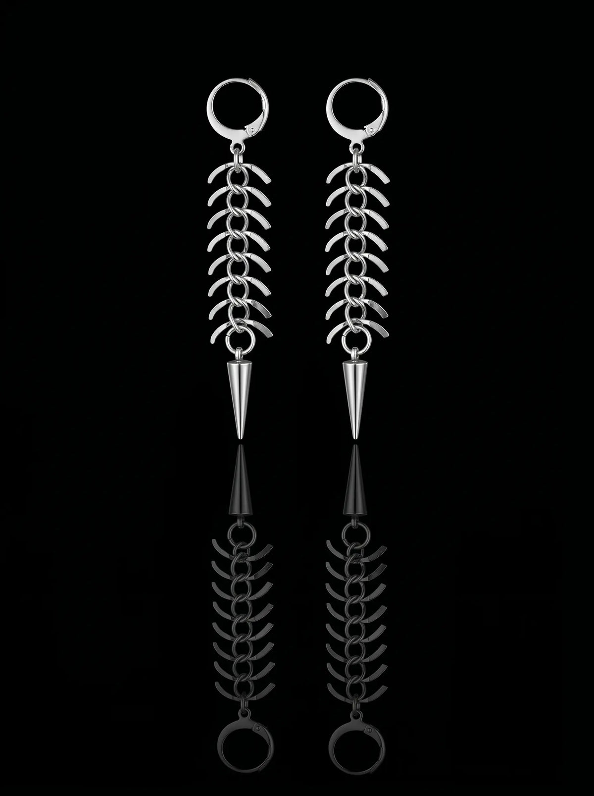 Punk Fishbone Spine Earrings image 0
