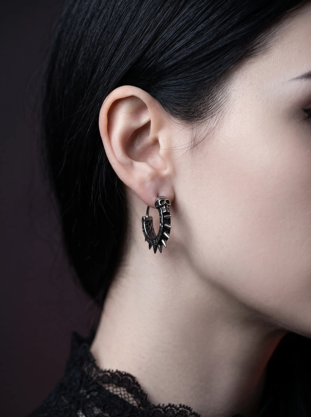 Skullthorn Gothic Hoop Earrings image 4
