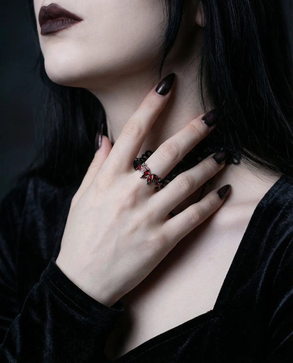 Crimson Butterfly Open Ring image 1