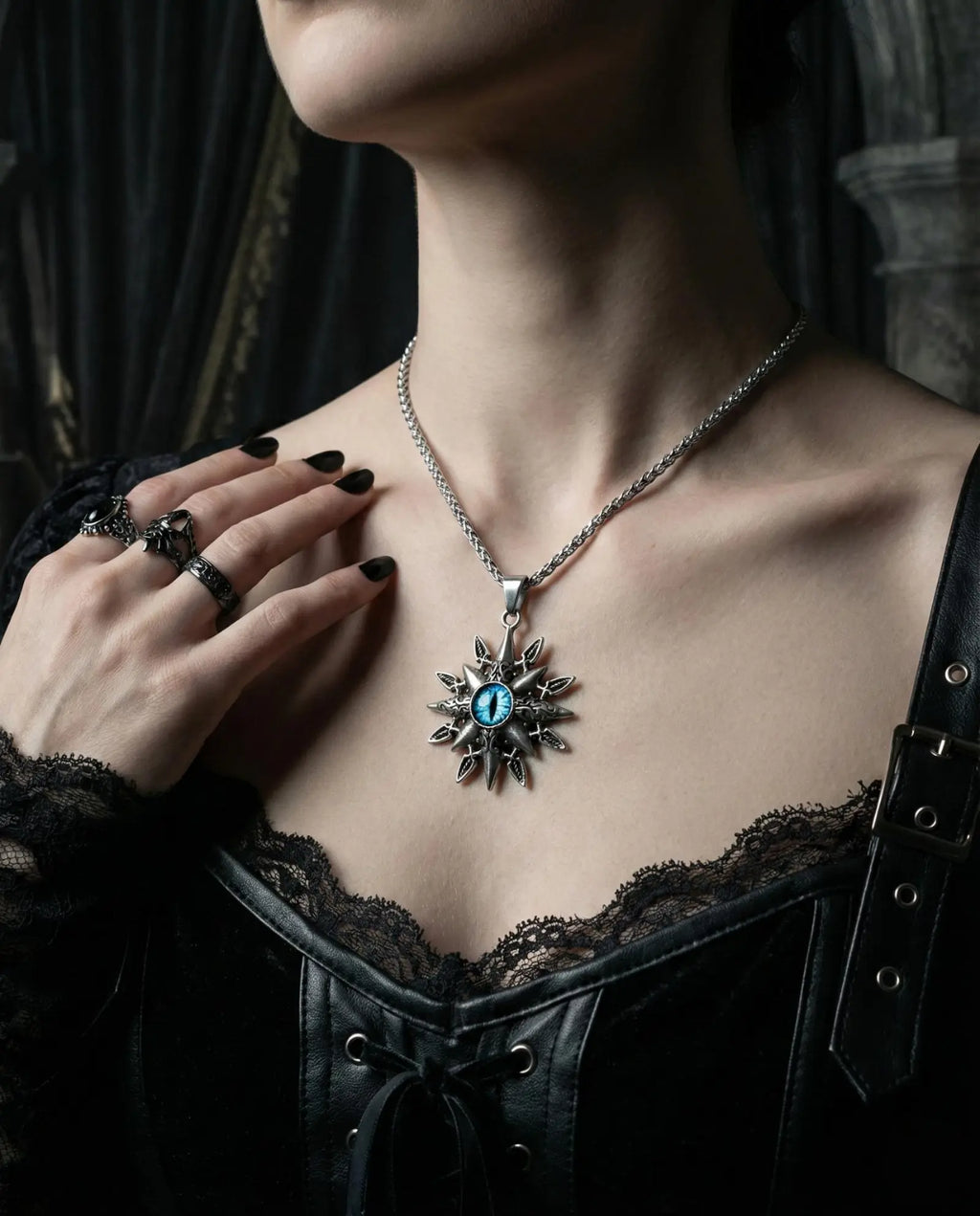 Eight-pointed Star Devil Eye Pendant Necklace image 1