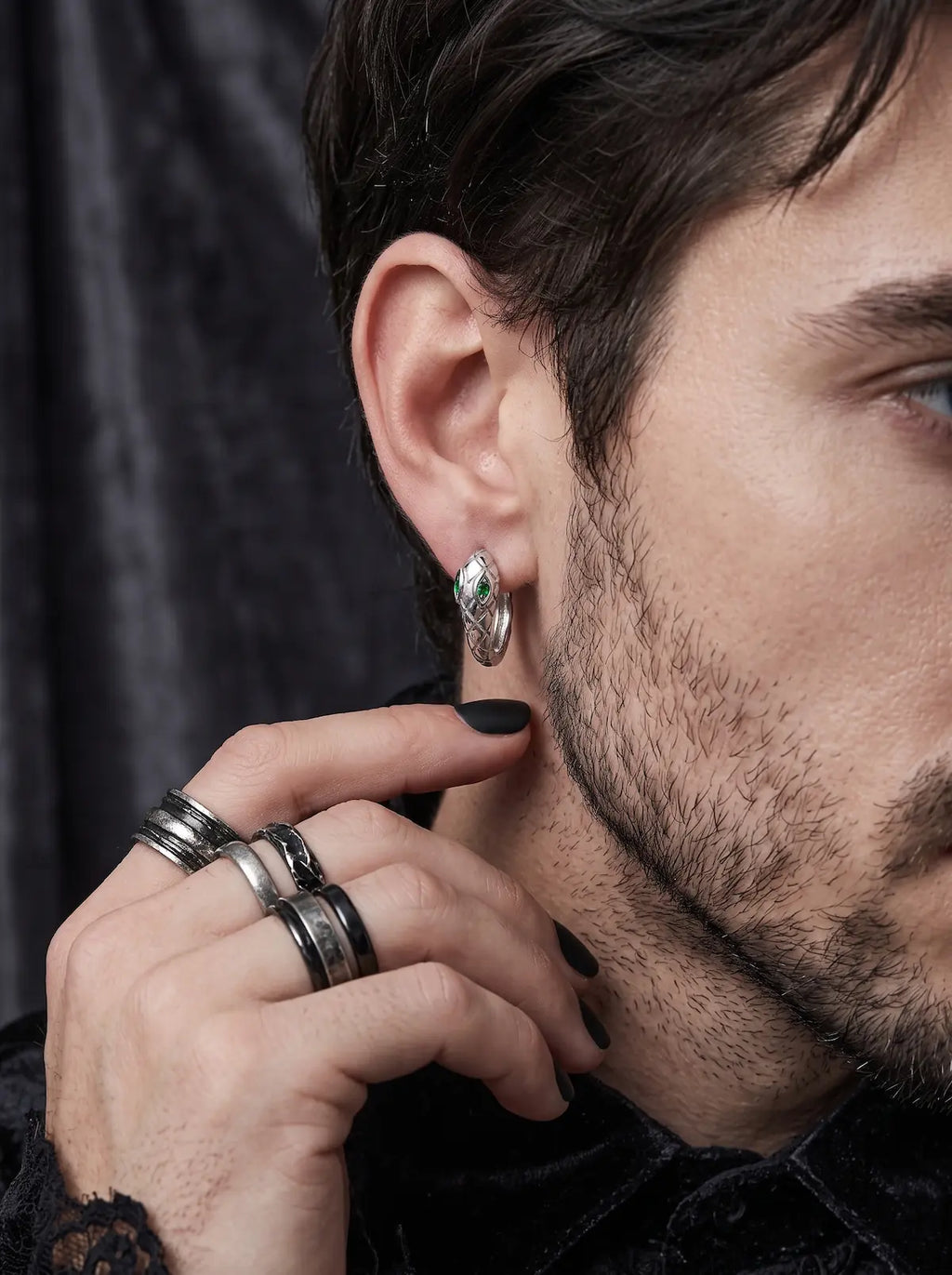 Venom Gaze Gothic Snake Hoop Earrings image 5