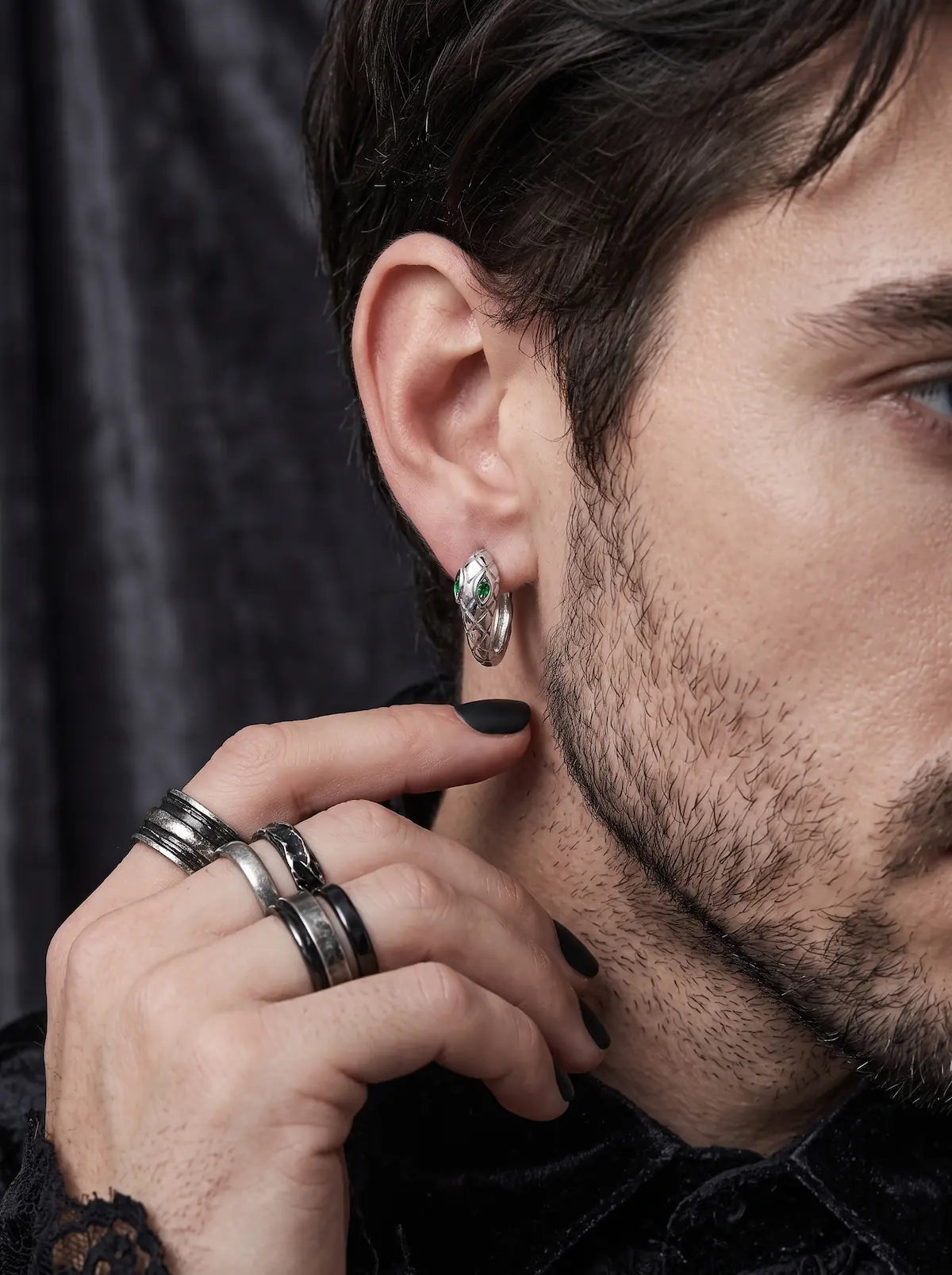 Venom Gaze Gothic Snake Hoop Earrings image 5