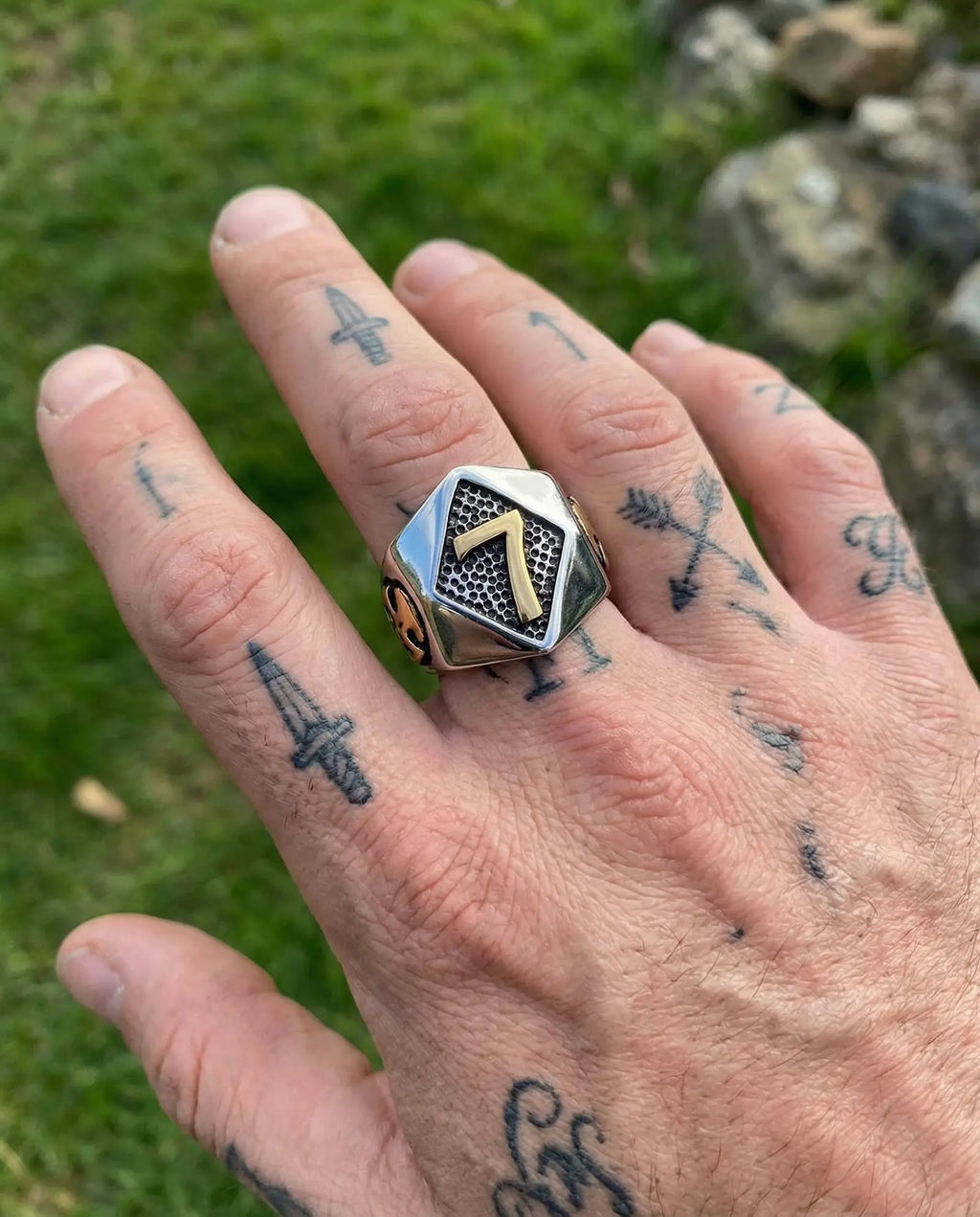 Punk Skull Lucky Number 7 Ring image 3