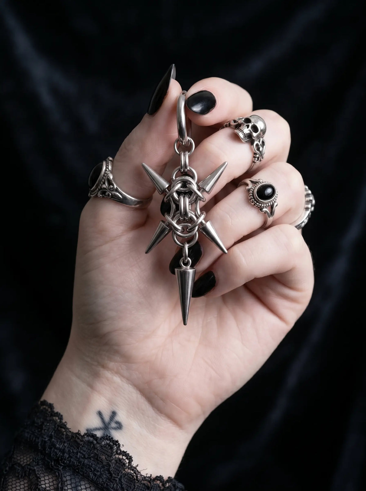 Punk Caltrop Spike Earrings image 7