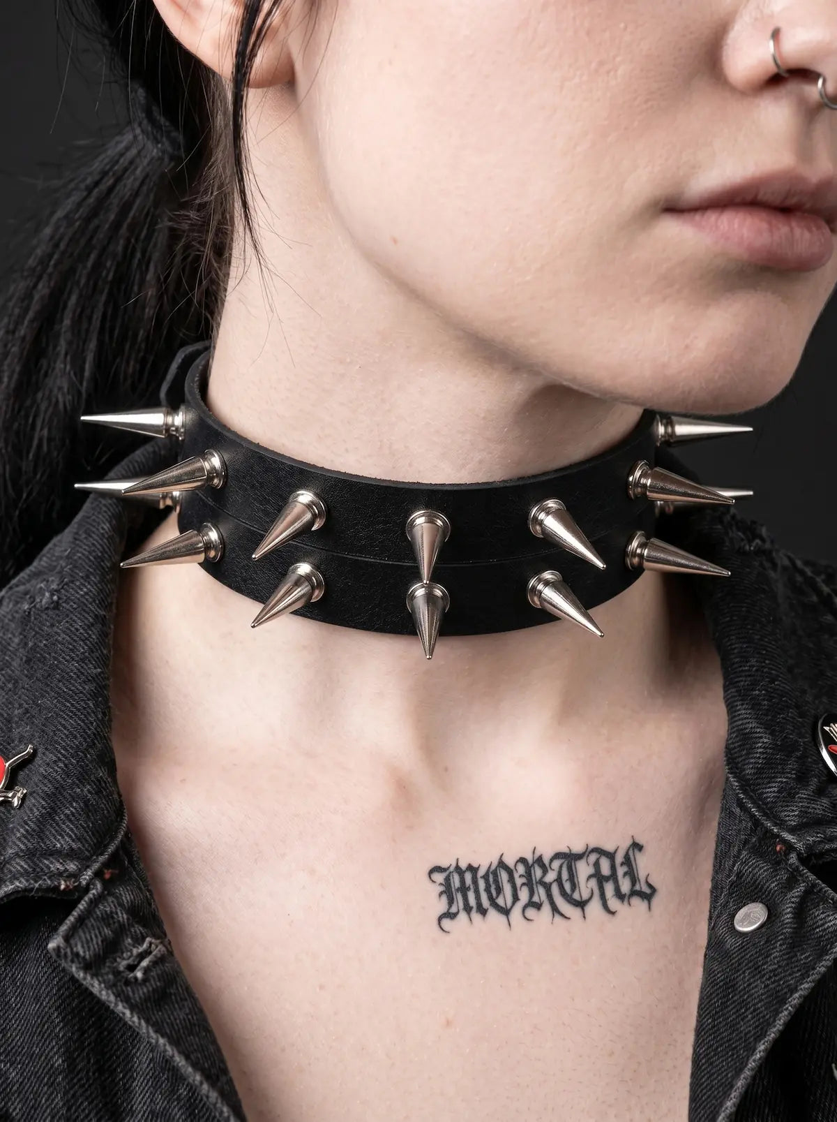 Punk Spiked Leather Choker image 7