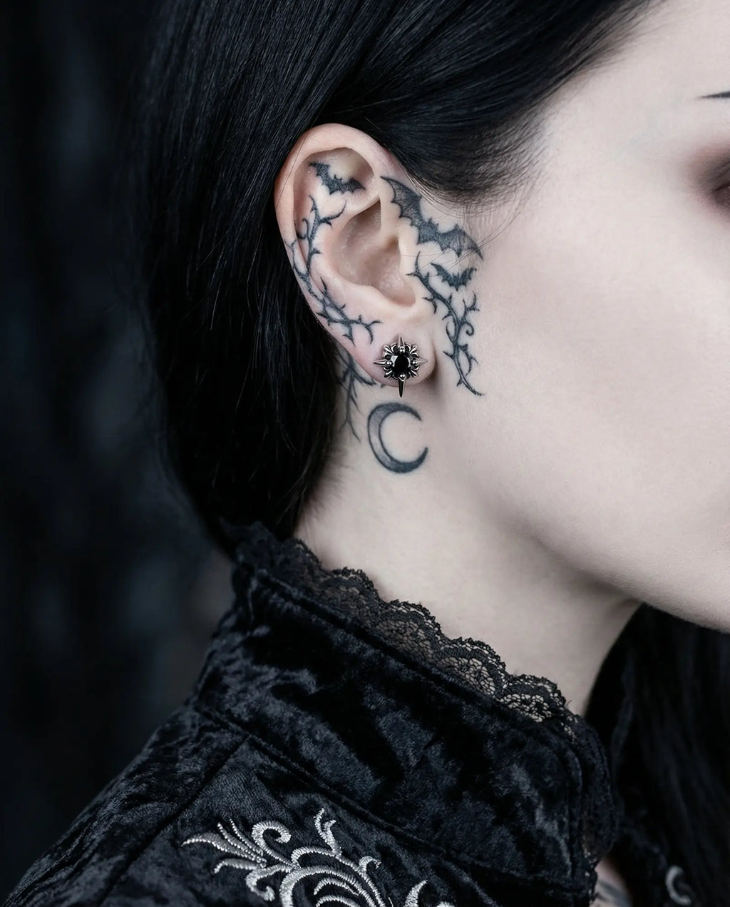 Punk Diamond Cross Flower Earrings image 1