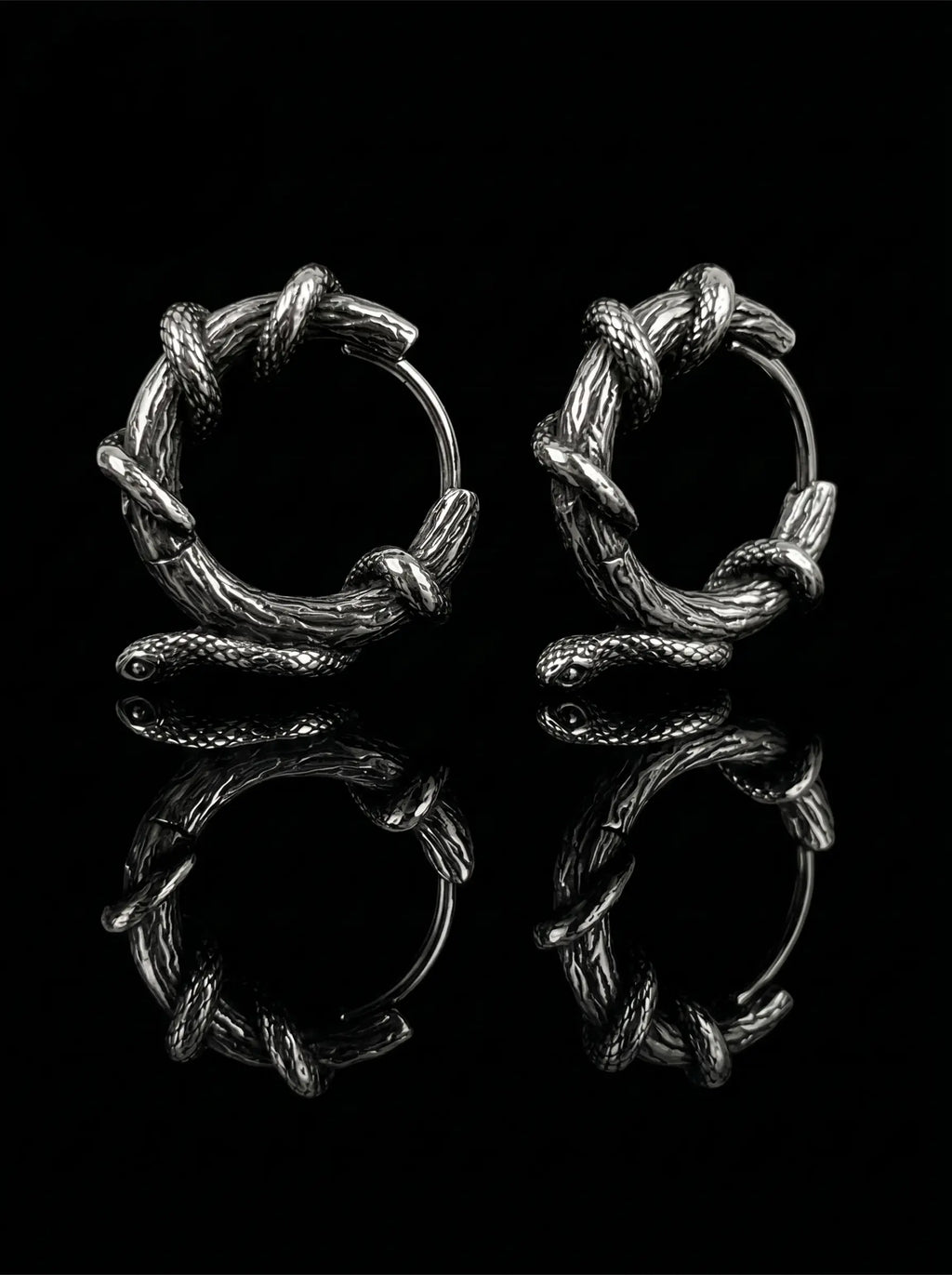 Gothic Serpent Hoop Earrings image 0