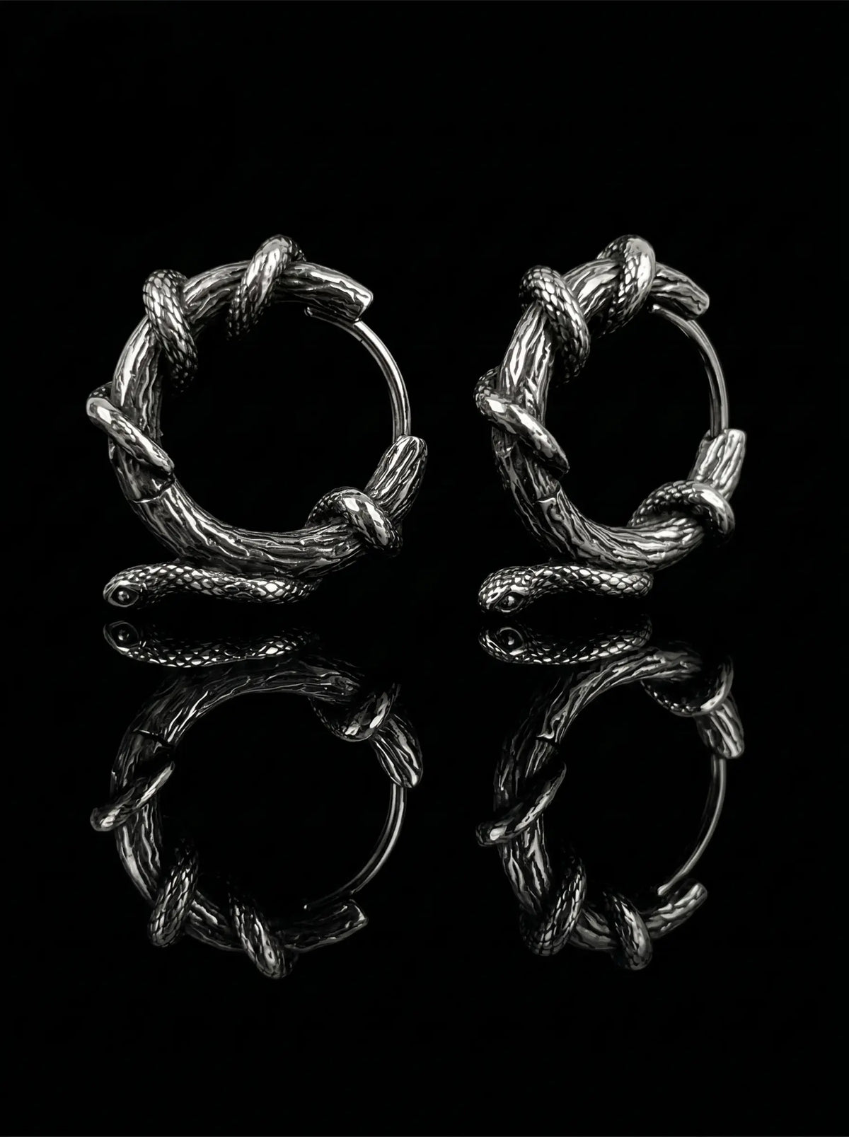 Gothic Serpent Hoop Earrings image 0