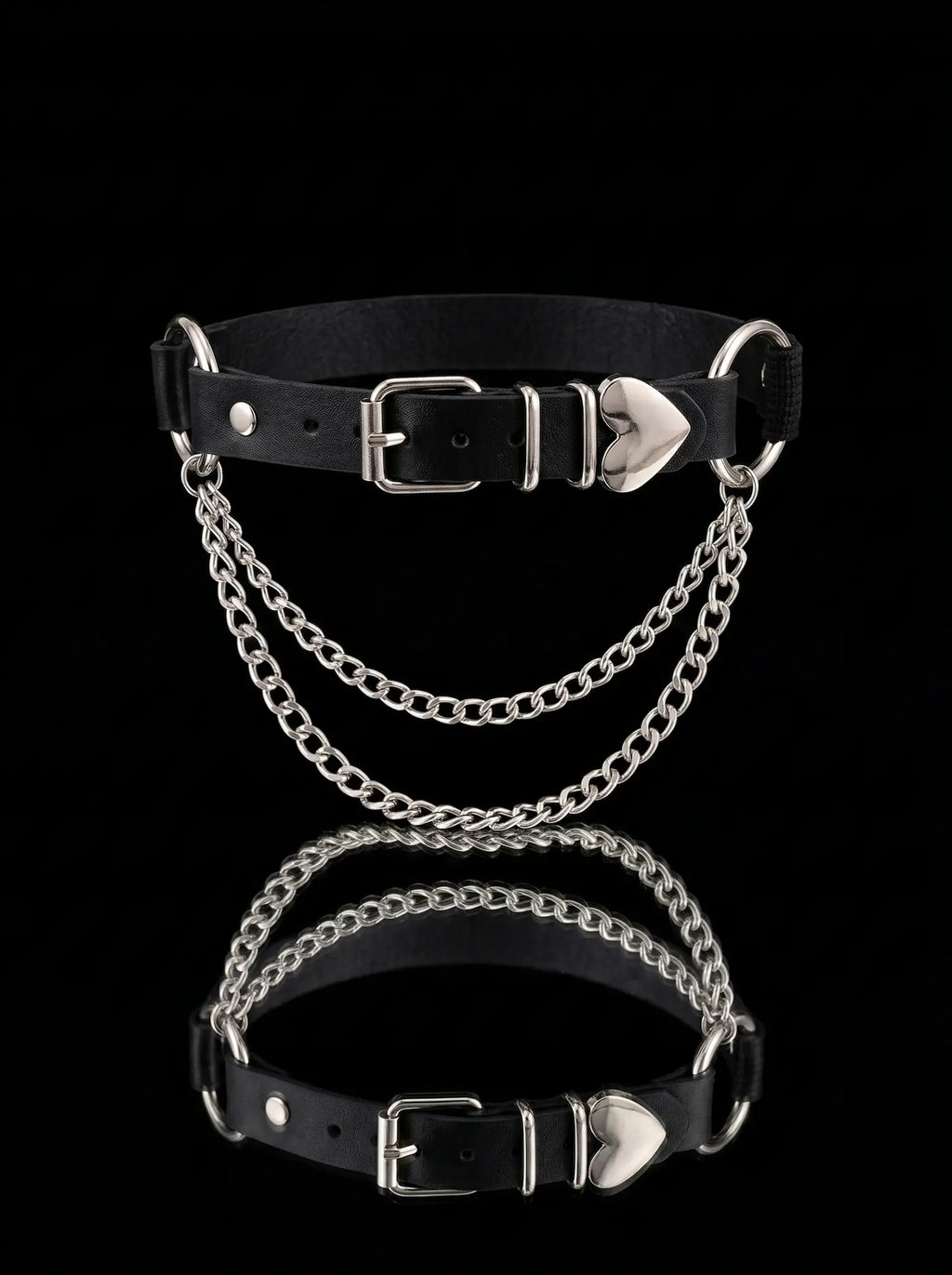 Heart Chain Leather Garter image 0