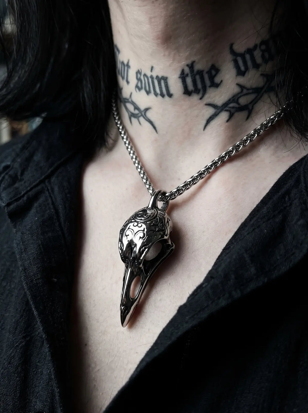 Omen Raven Skull Pendant Necklace image 2