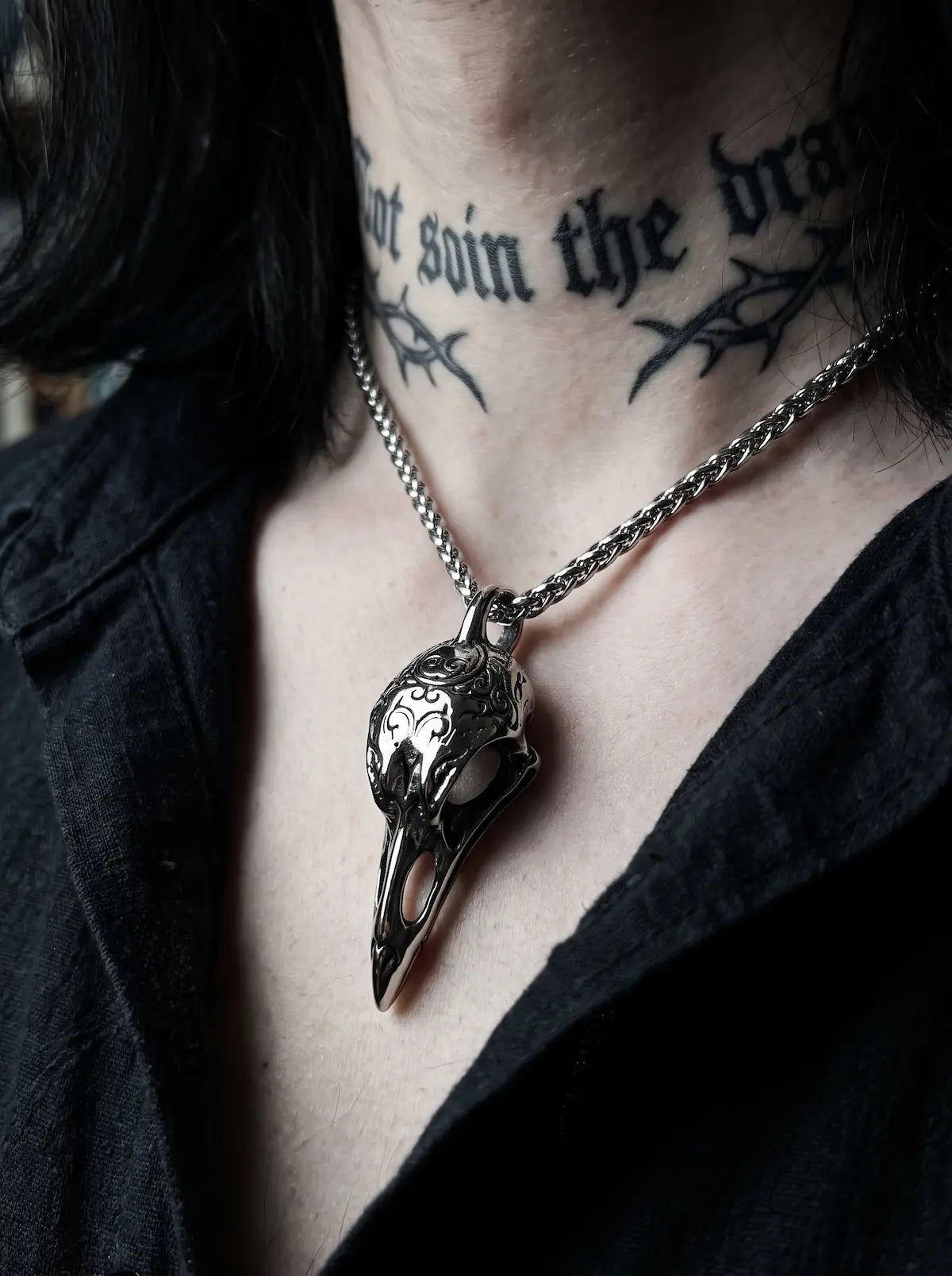 Omen Raven Skull Pendant Necklace image 2