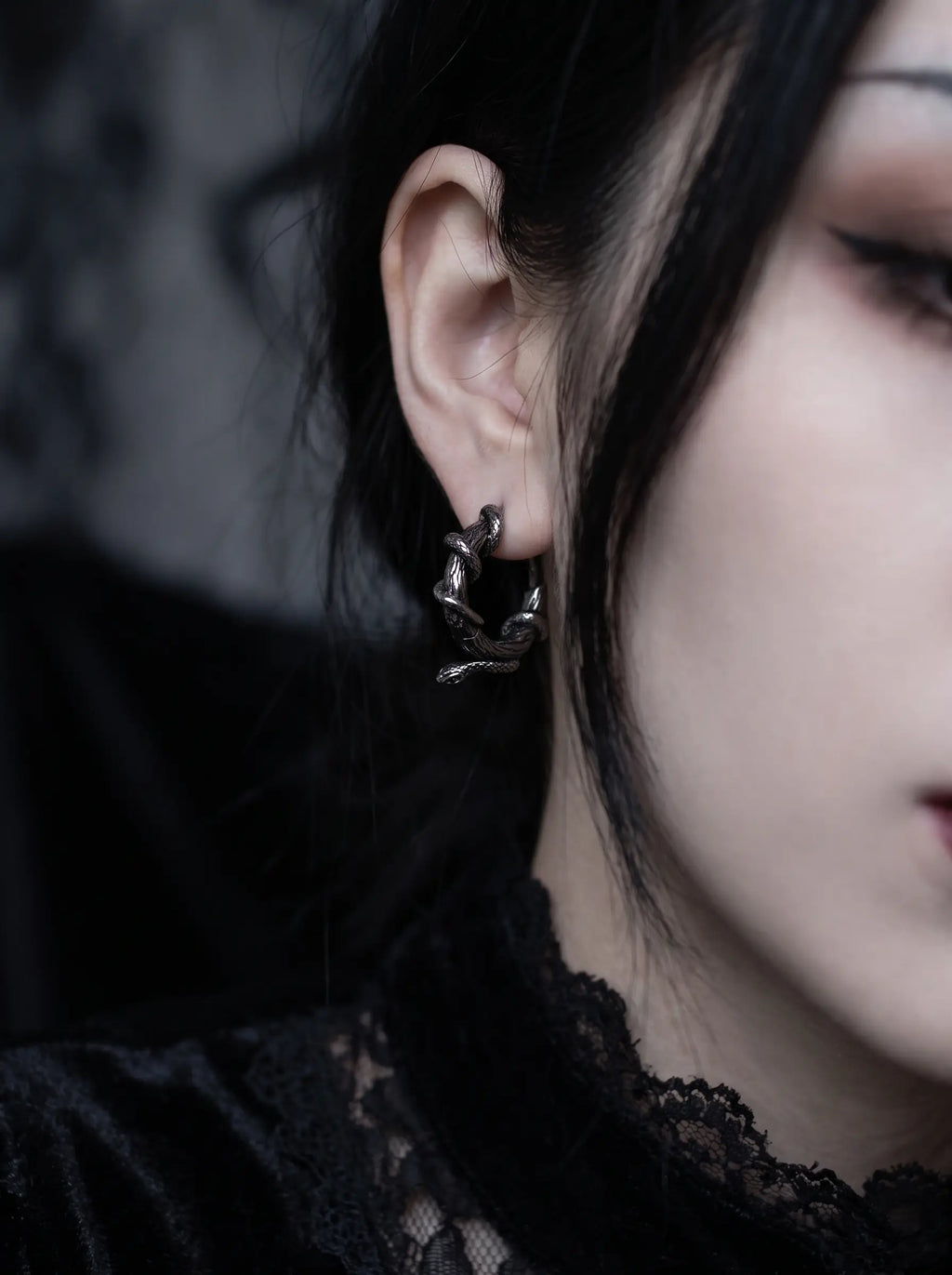 Gothic Serpent Hoop Earrings image 2