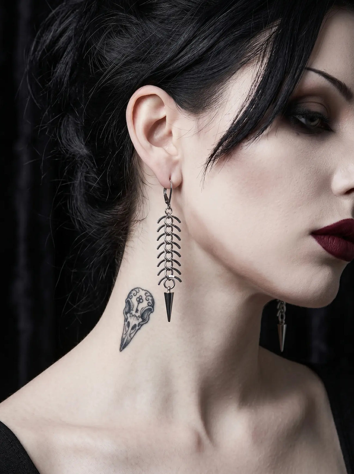 Punk Fishbone Spine Earrings image 1