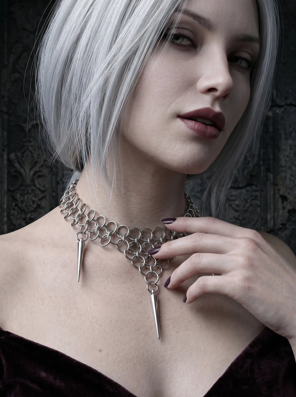 Punk Rivet Chainmail Choker image 2
