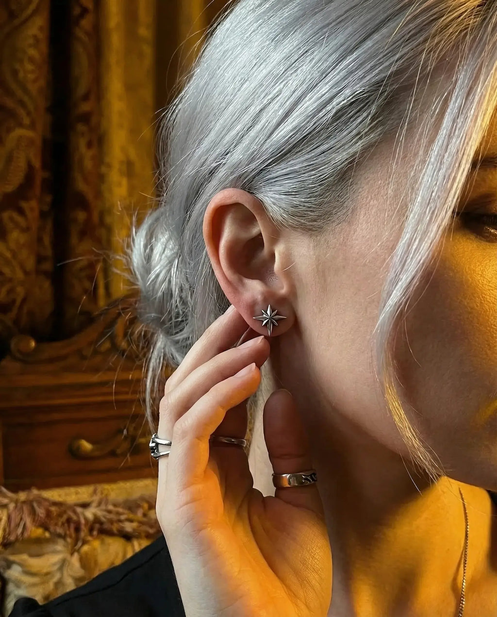 Punk Octagonal Star Earrings image 1