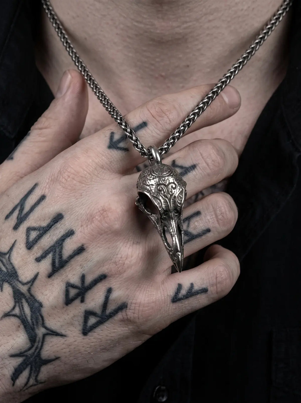Omen Raven Skull Pendant Necklace image 6