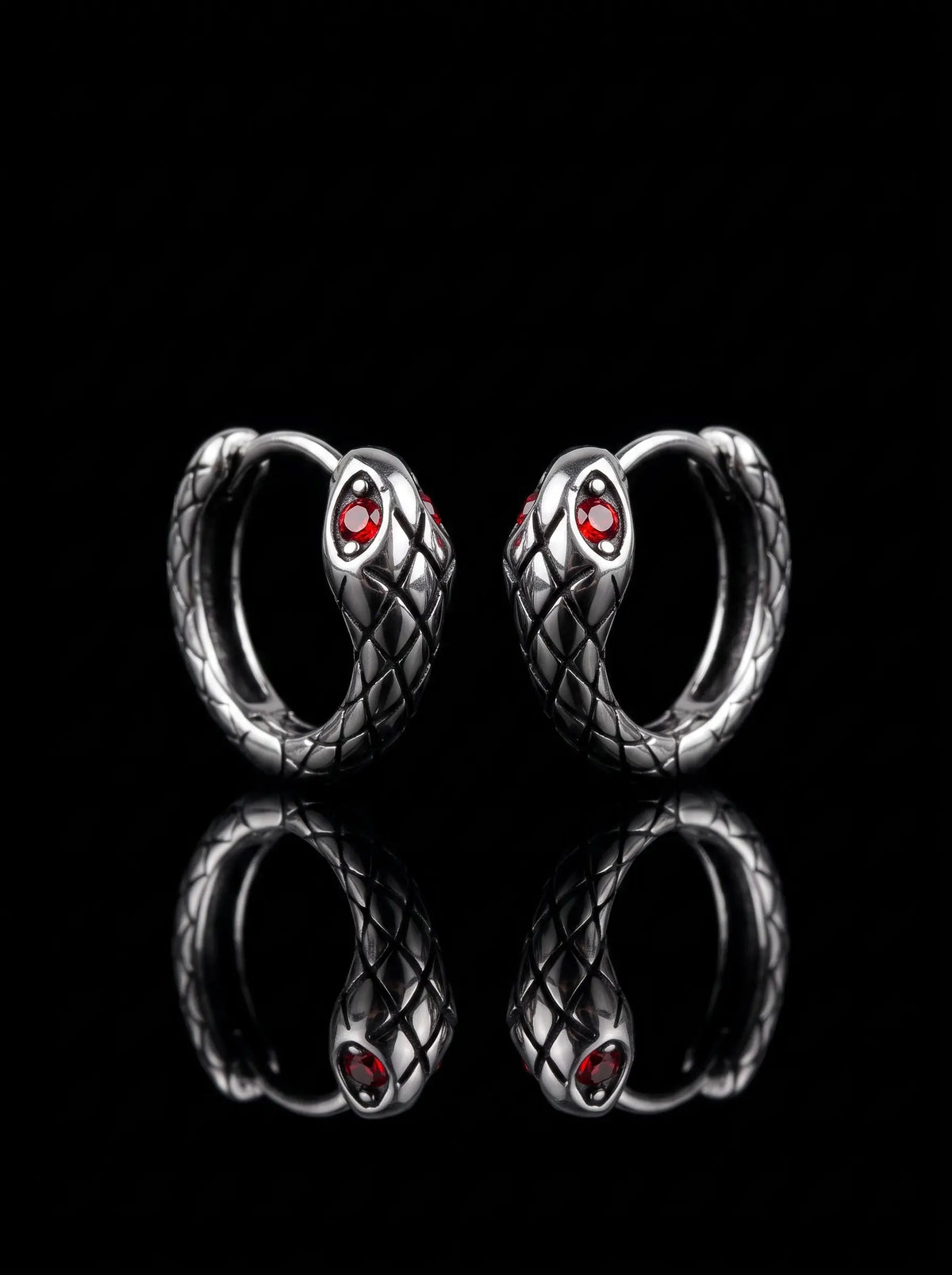 Serpent Gaze Gothic Snake Hoop Earrings image 0