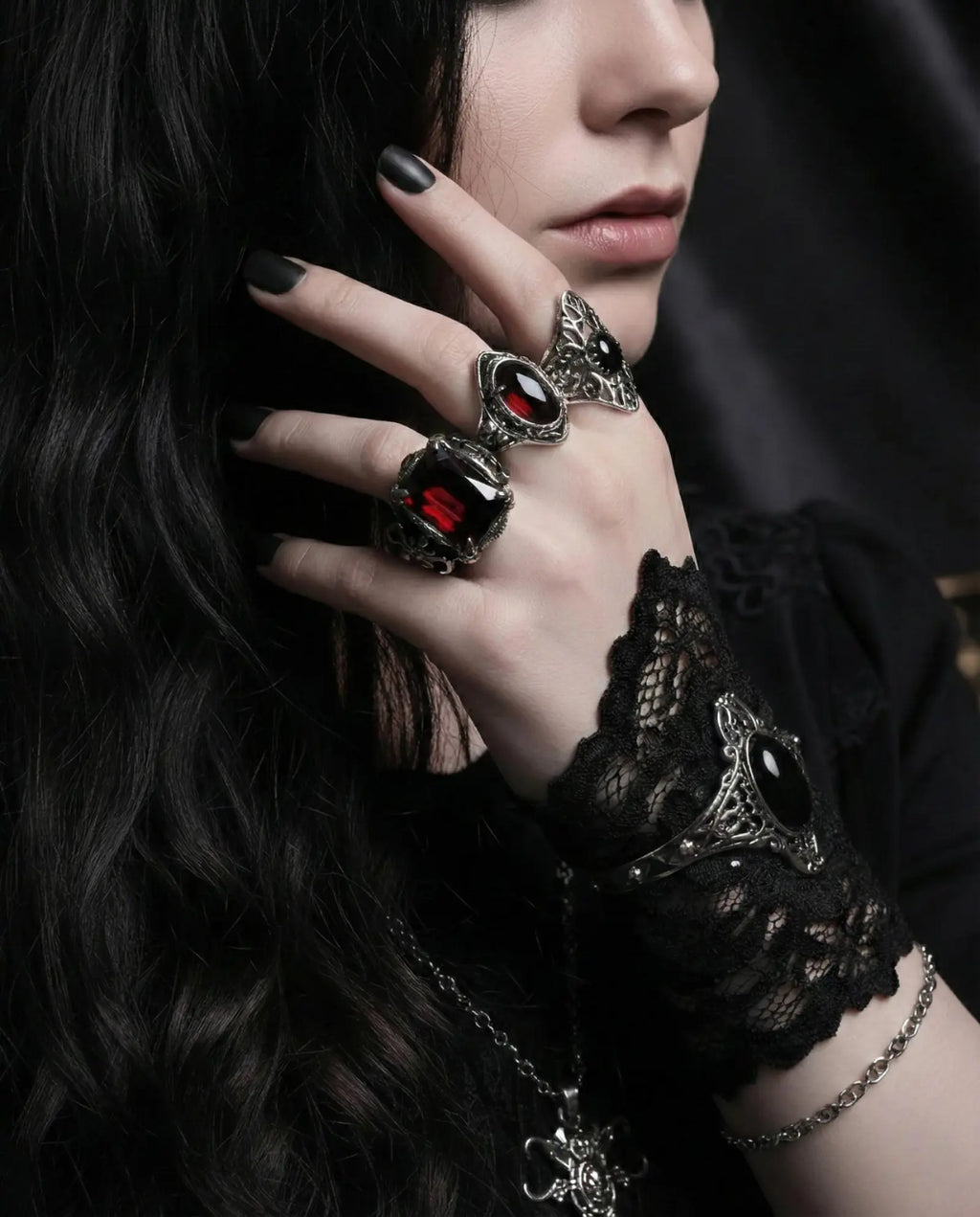 Vintage Gothic Ruby Ring image 1