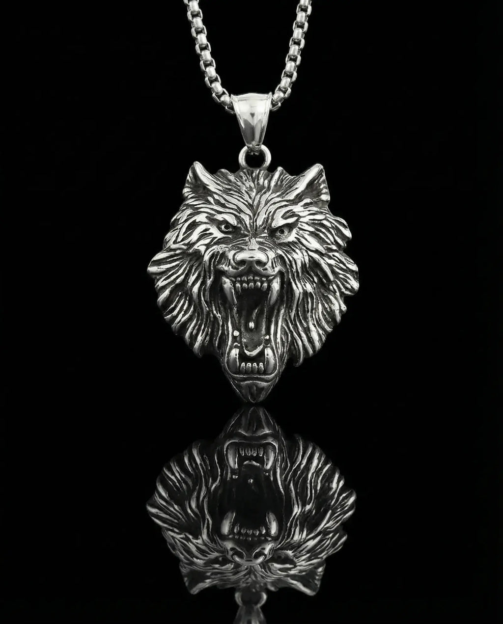 Viking Wolf Head Pendant Necklace image 0