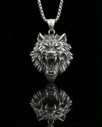Viking Wolf Head Pendant Necklace image 0