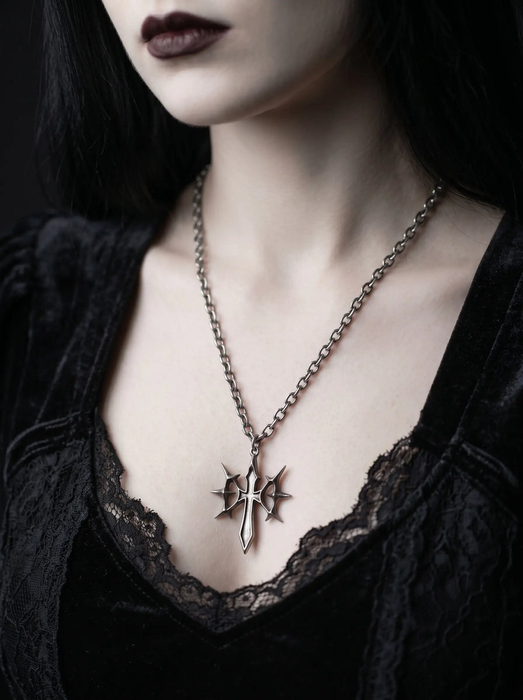 Voidthorn Gothic Cross Pendant Necklace image 2