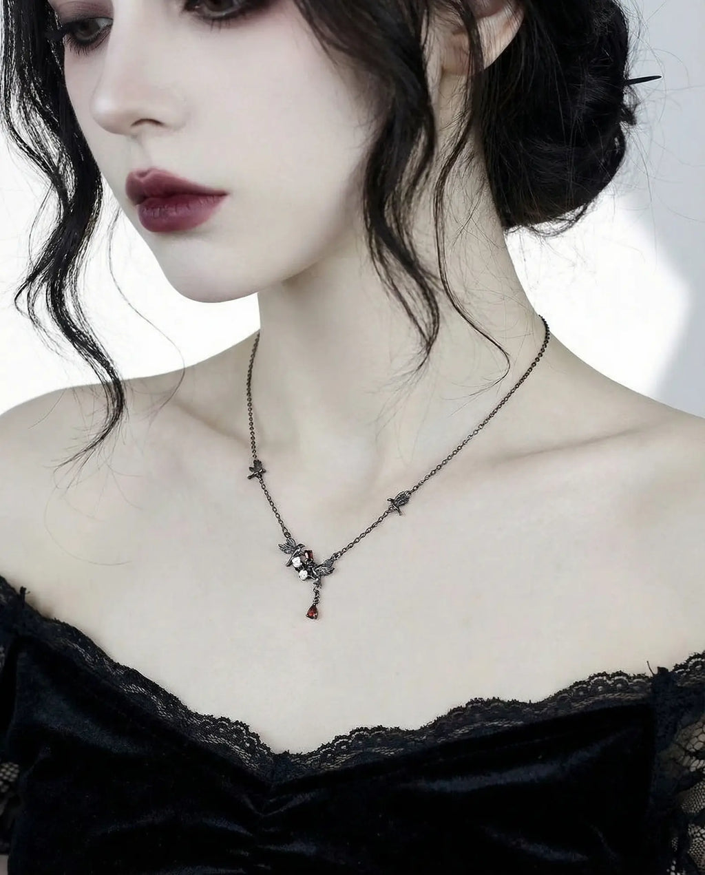 Crimson Raven Necklace image 1