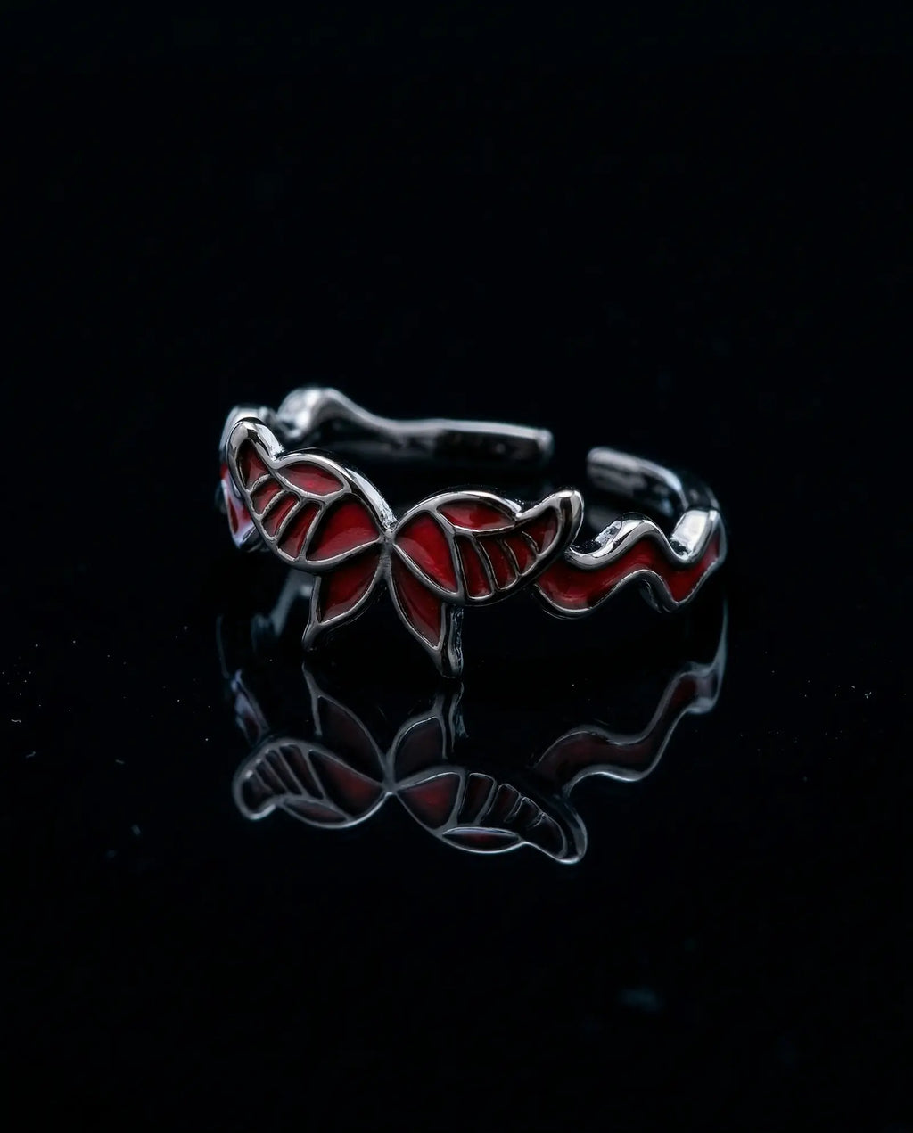 Crimson Butterfly Open Ring image 0