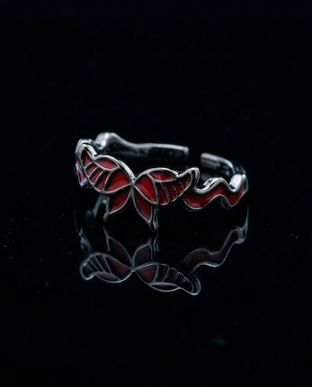 Crimson Butterfly Open Ring image 0