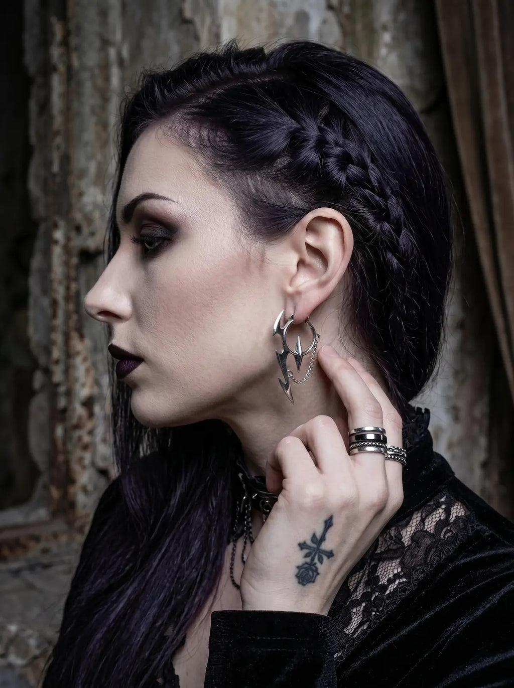 Tribal Shard Chain Earrings image 2
