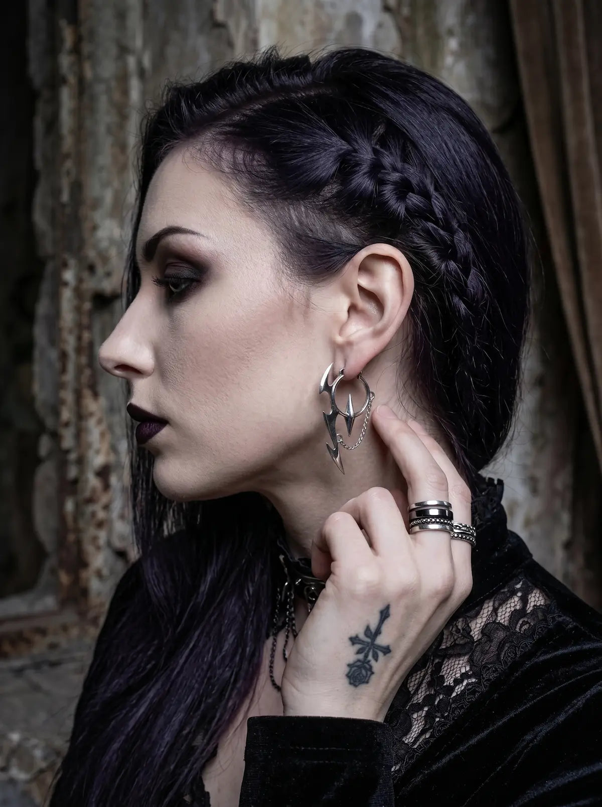 Tribal Shard Chain Earrings image 2