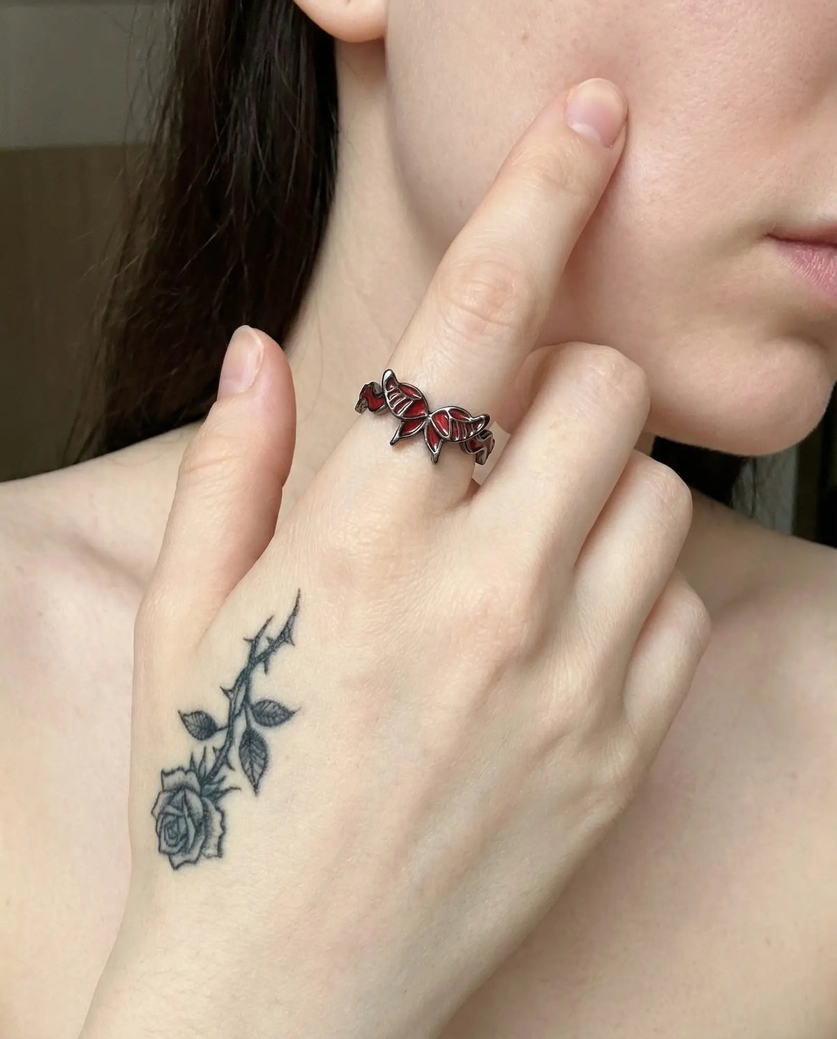 Crimson Butterfly Open Ring image 4
