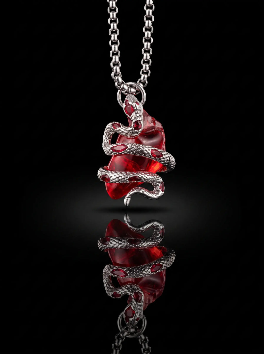 Crimson Coil Gothic Snake Pendant Necklace image 0