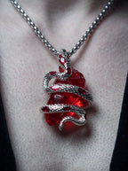 Crimson Coil Gothic Snake Pendant Necklace image 3