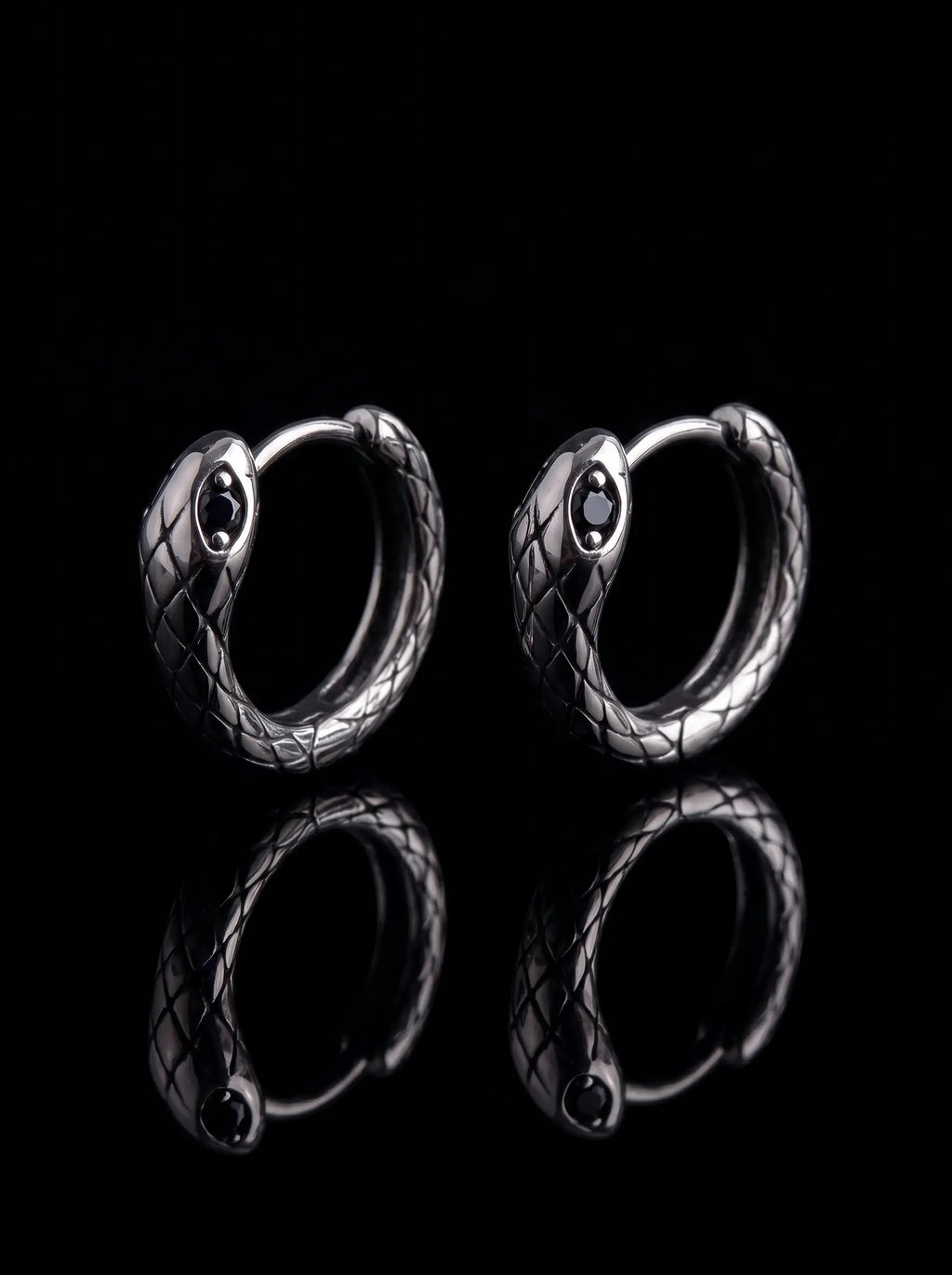 Serpent Gaze Gothic Snake Hoop Earrings image 10