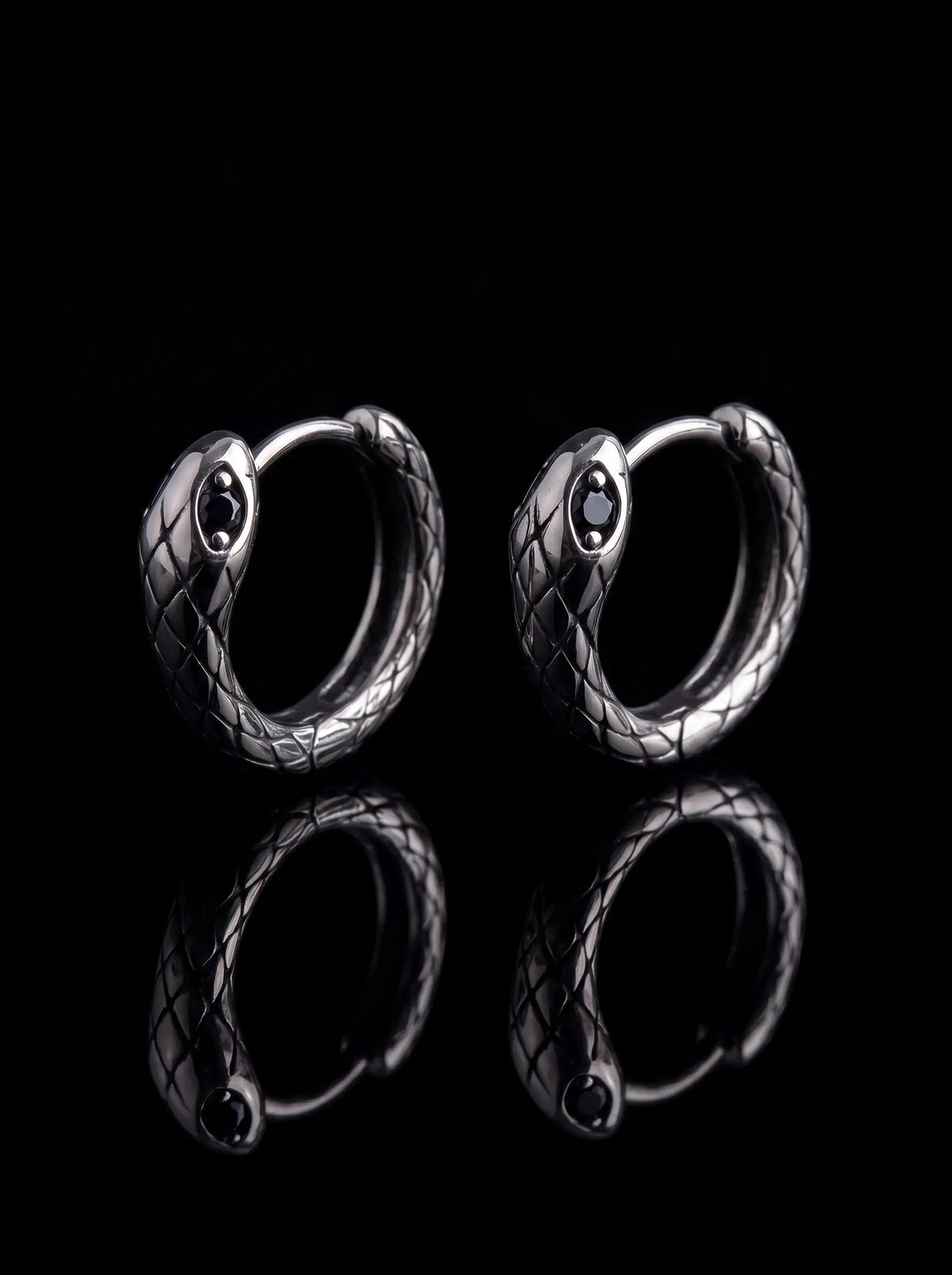 Serpent Gaze Gothic Snake Hoop Earrings image 10