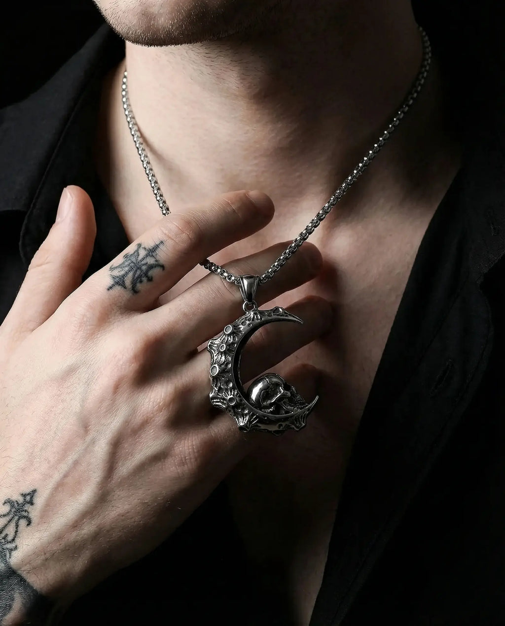 Crescent Skull Pendant Necklace image 4