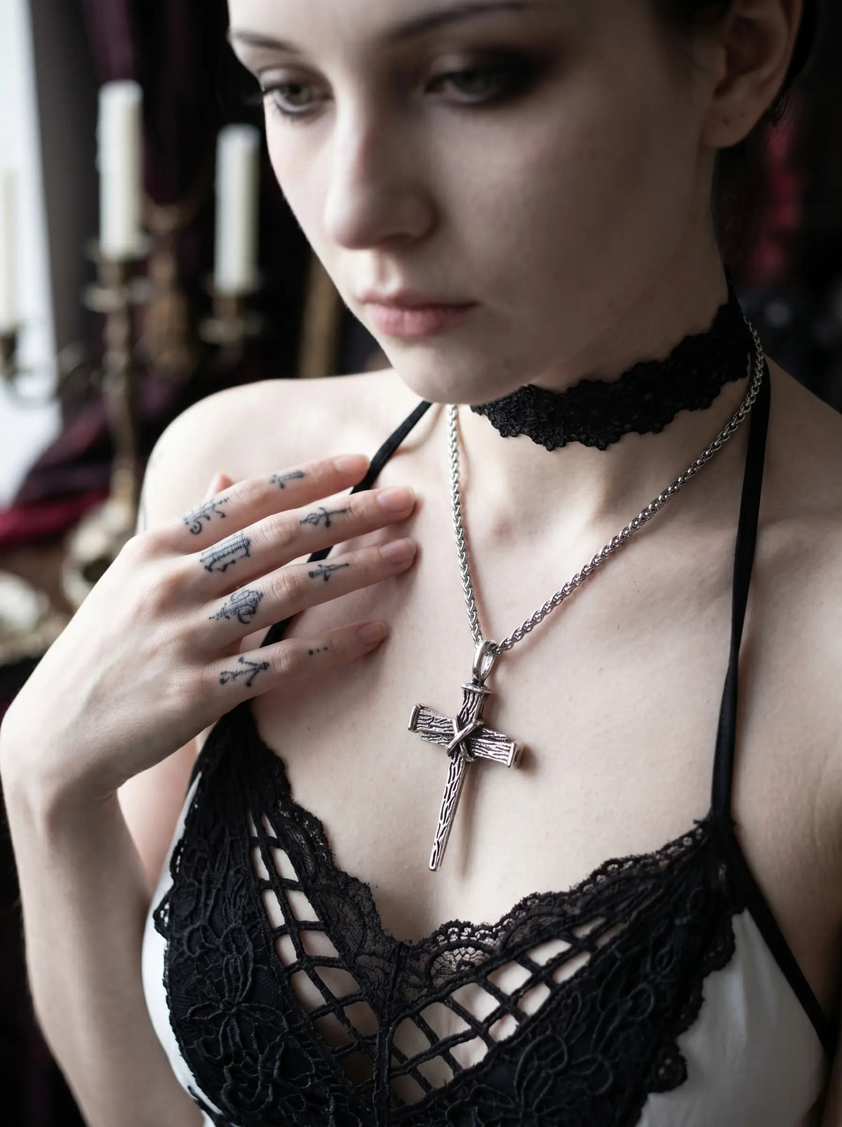 Forged Nail Cross Necklace image 2