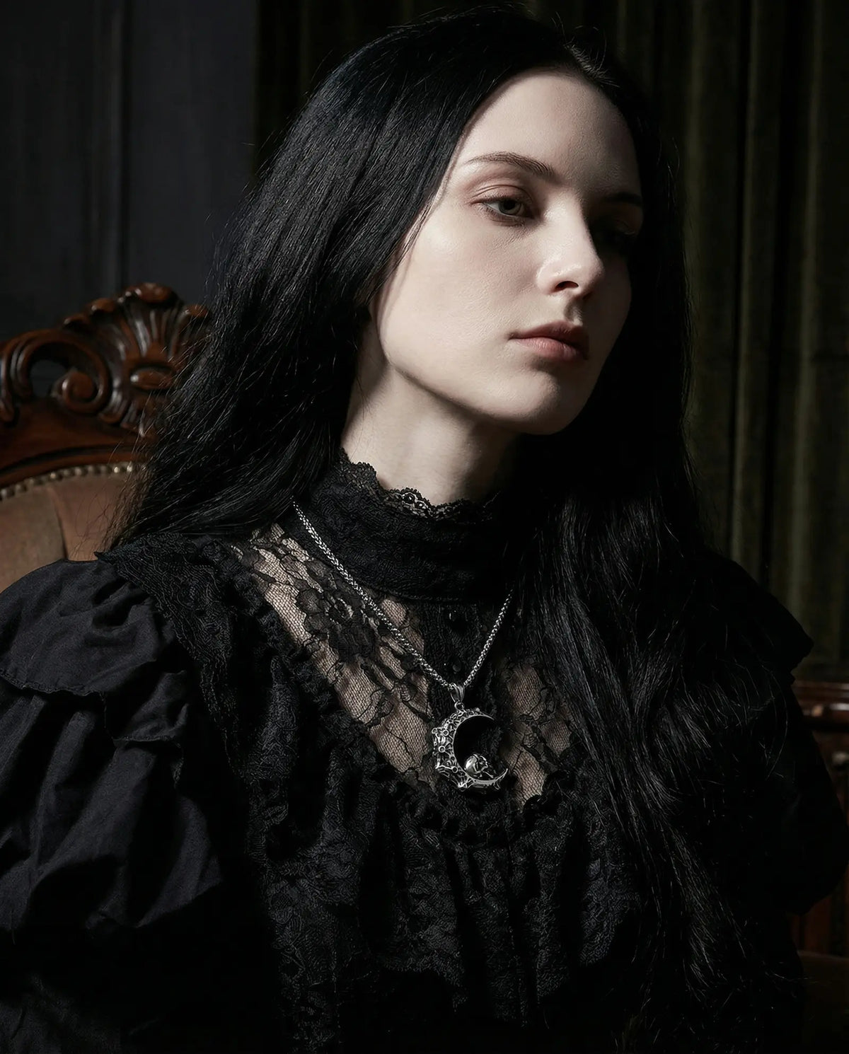 Crescent Skull Pendant Necklace image 3