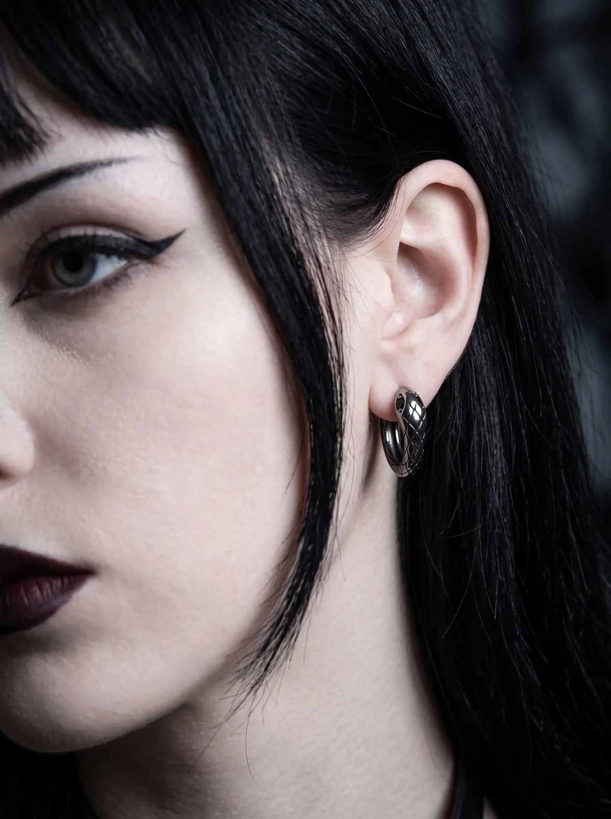 Serpent Gaze Gothic Snake Hoop Earrings image 8