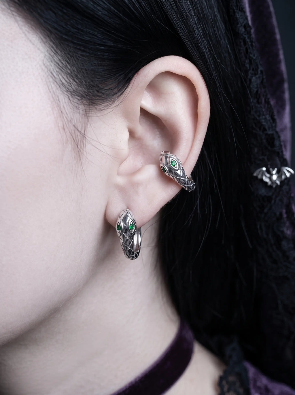 Venom Gaze Gothic Snake Hoop Earrings image 4