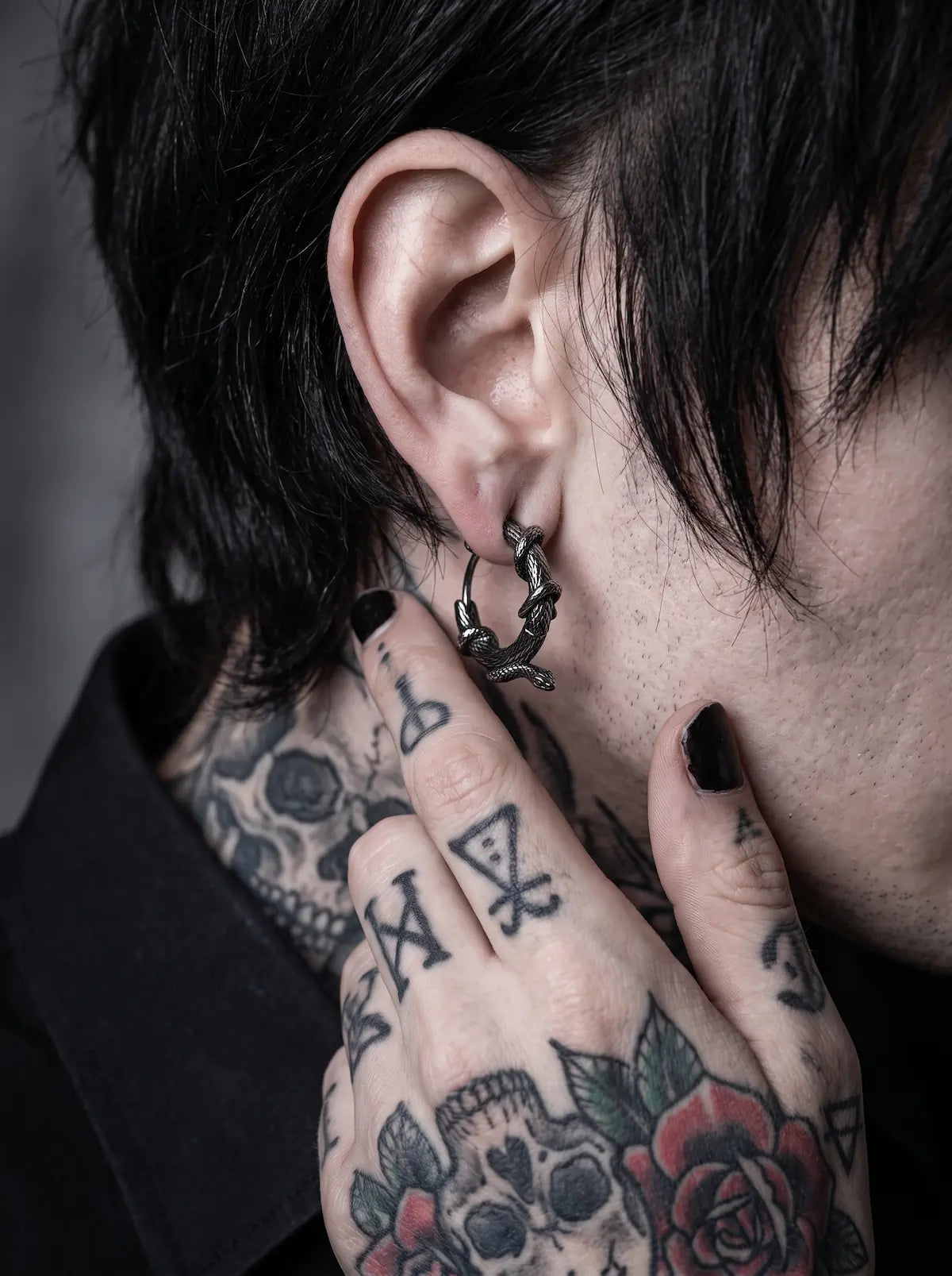 Gothic Serpent Hoop Earrings image 5