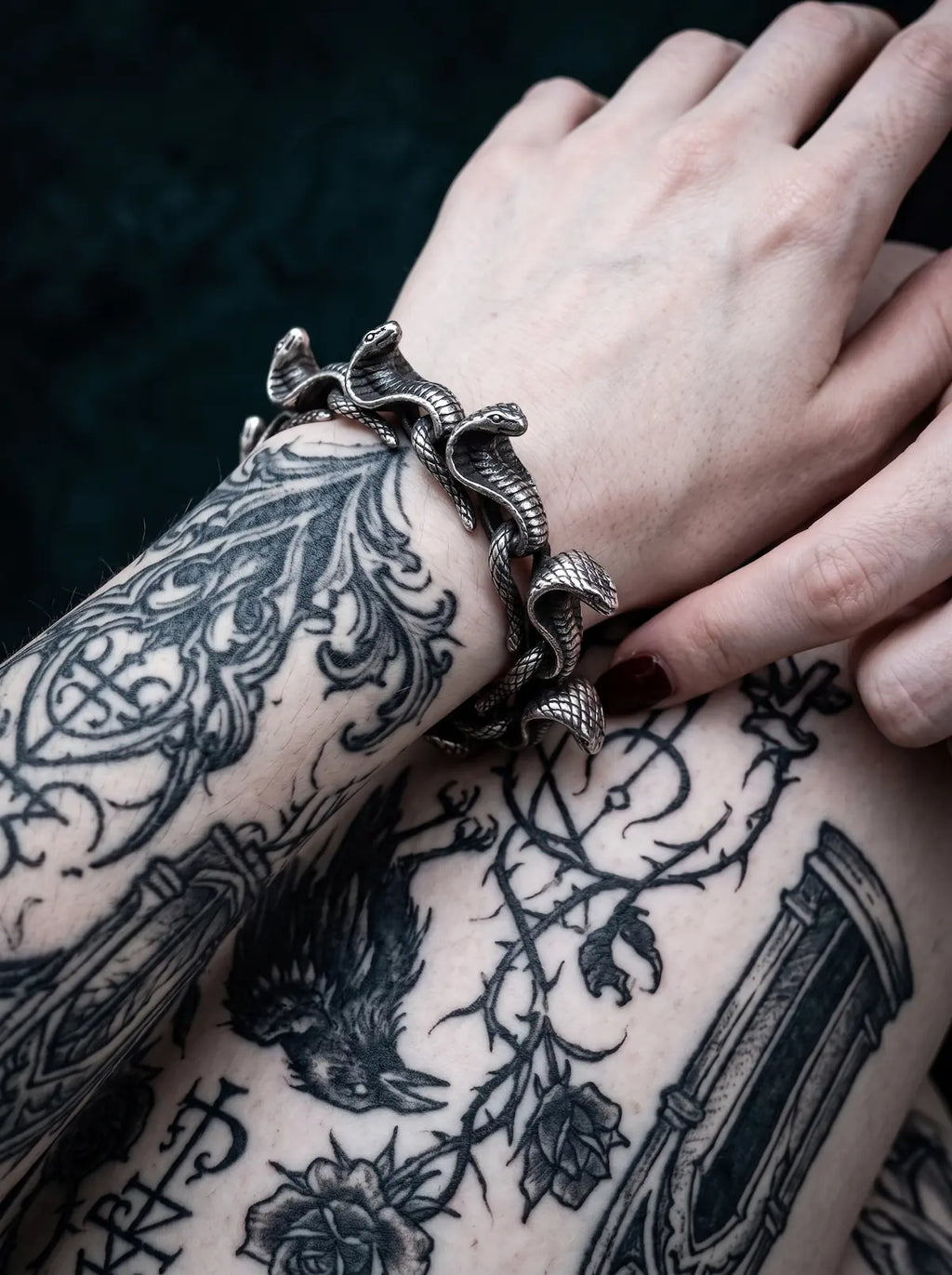 Entwined Serpents Gothic Bracelet image 1