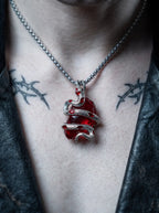 Crimson Coil Gothic Snake Pendant Necklace image 1
