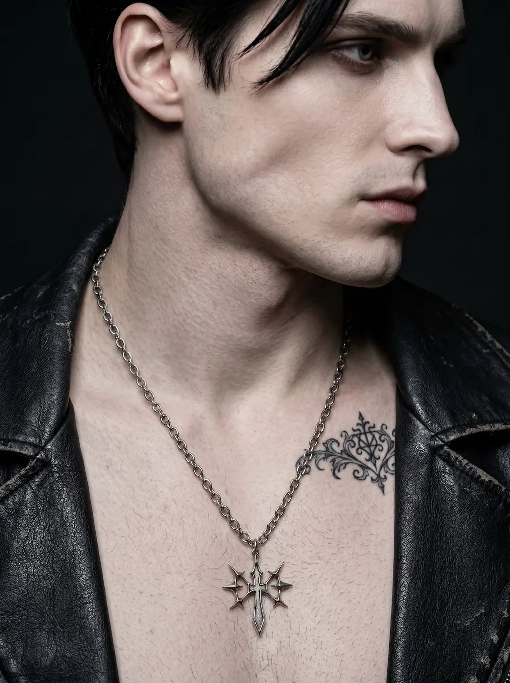 Voidthorn Gothic Cross Pendant Necklace image 1
