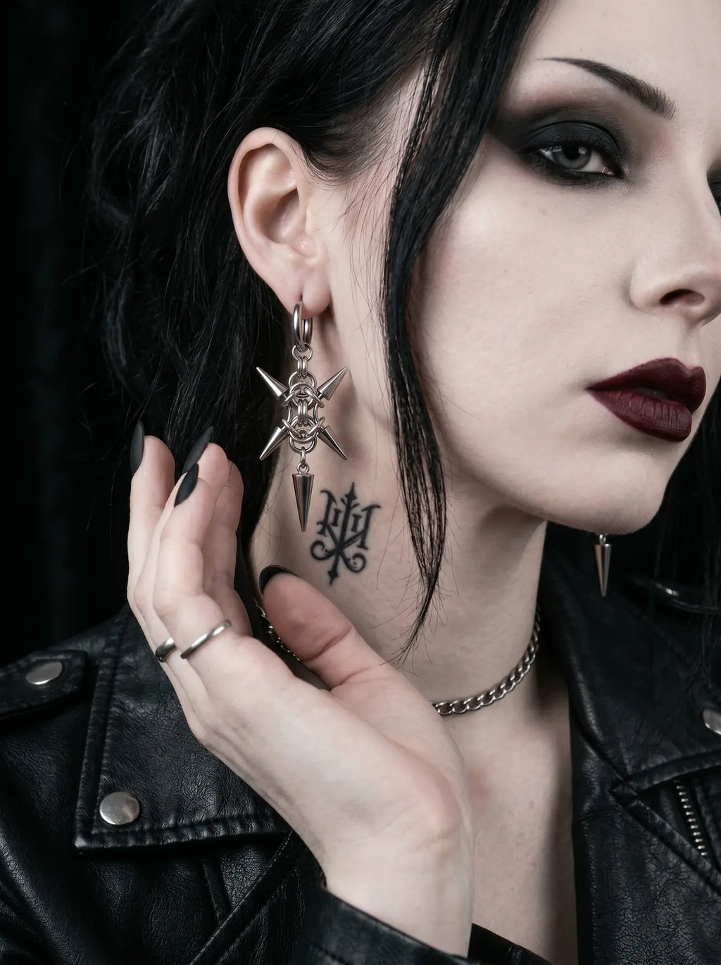 Punk Caltrop Spike Earrings image 4