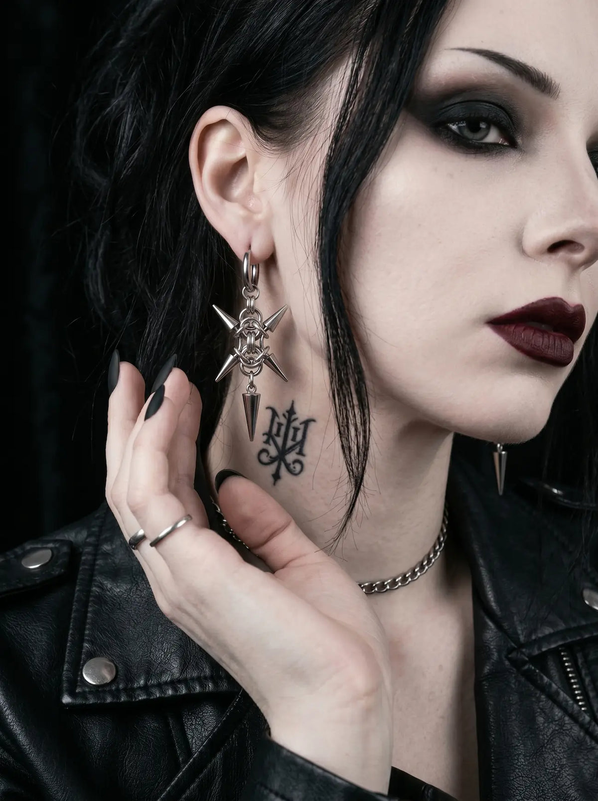 Punk Caltrop Spike Earrings image 4