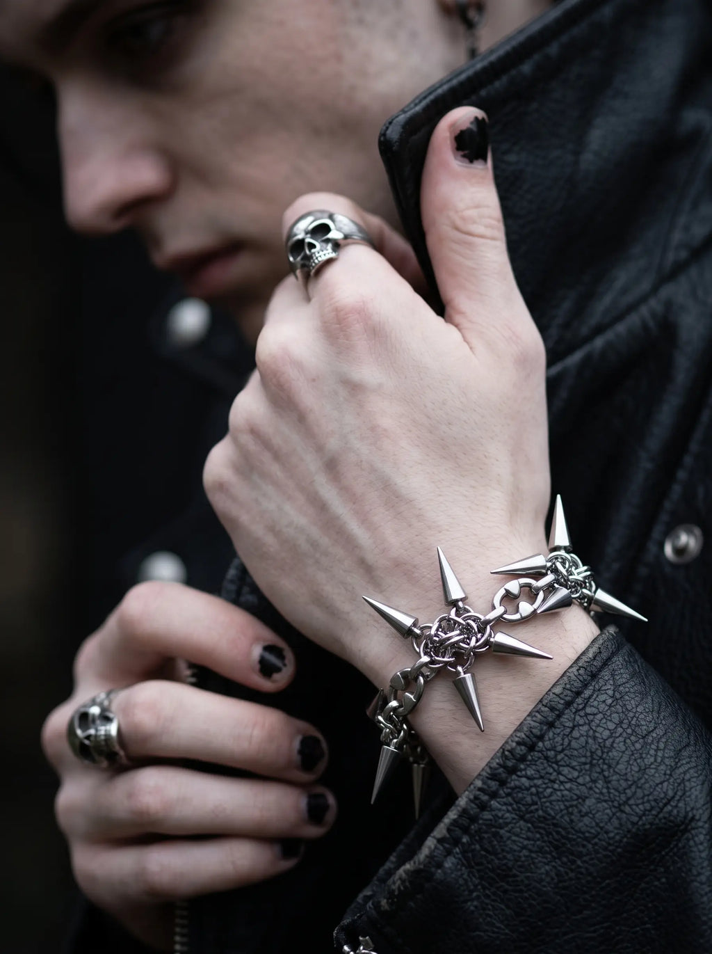 Thornbound Gothic Spiked Chain Bracelet image 1