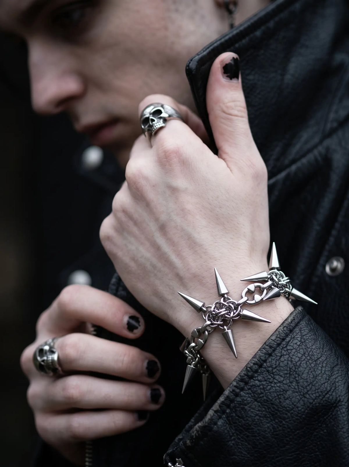 Thornbound Gothic Spiked Chain Bracelet image 1