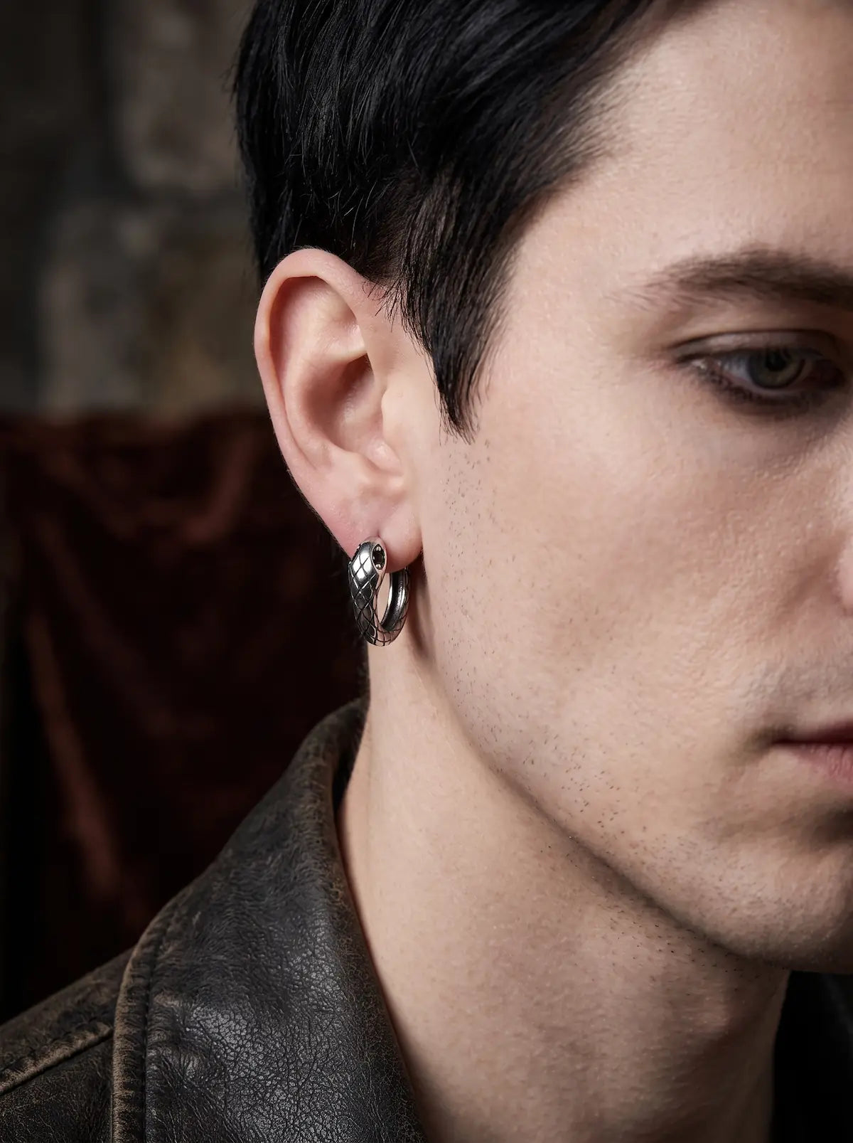 Serpent Gaze Gothic Snake Hoop Earrings image 4
