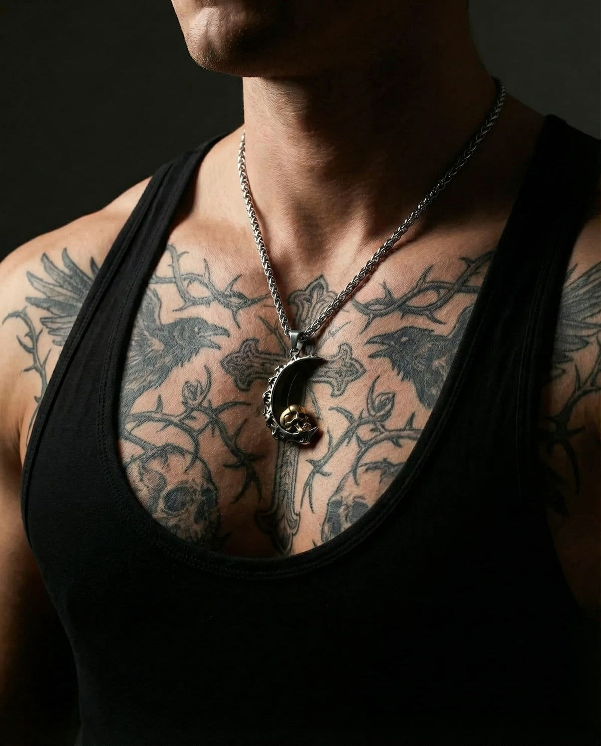 Crescent Skull Pendant Necklace image 2
